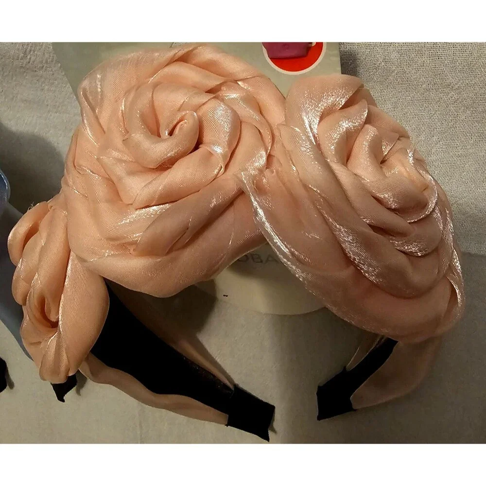 Rose Headband Silky Material Children or Adult sized Pink, Blue, Purple pastels